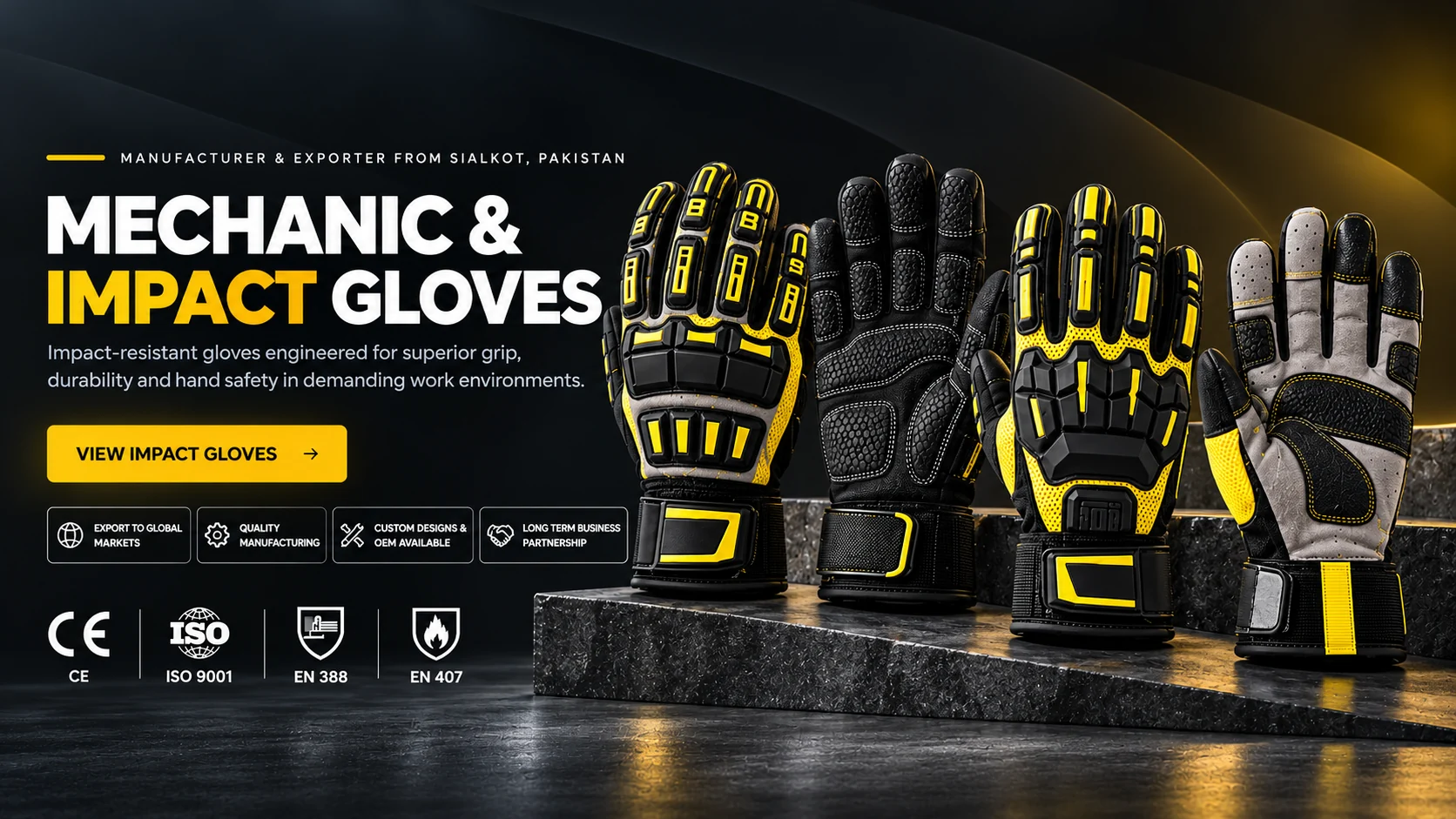 Mechanic & Impact Gloves. Impact-resistant gloves engineered for superior grip, durability and hand safety in demanding work environments.